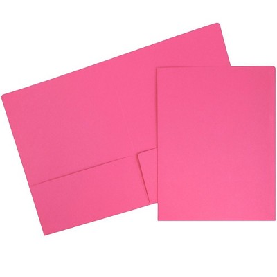JAM Paper Premium Matte Colored Cardstock Two-Pocket Presentation Folders Pink 166628273B