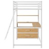 YOOCOZZ Twin Size Metal&Wood Loft Bed with Desk and Shelves, Two Built-in Drawers, LED Light and USB Charging Station - White - 4 of 4