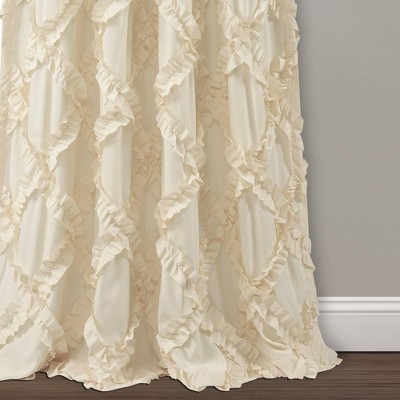 Ivory Elegance Ruffle Diamond 84" Polyester Window Curtain Set