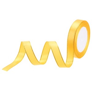 Unique Bargains Double Face Wide Satin Ribbon with Gold Edges for Wedding Bouquet - 1 of 4