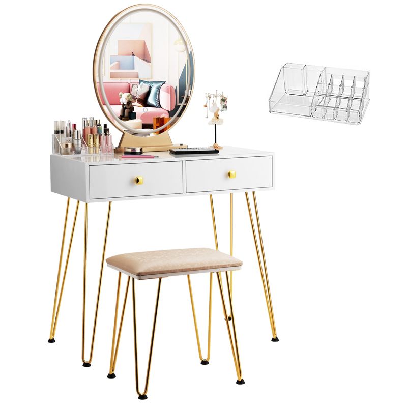 Costway Vanity Makeup Dressing Table W/ 3 Lighting Modes Mirror Touch Switch White, 3 of 11