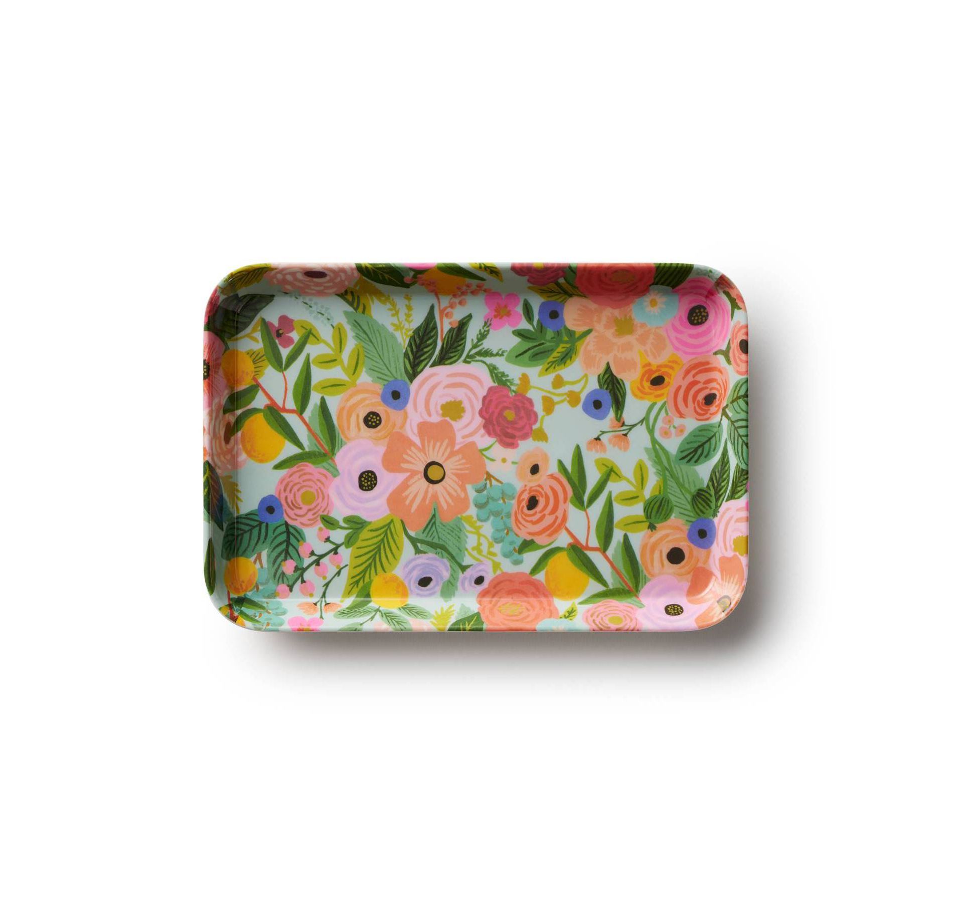 Rifle Paper Co. Garden Party Trinket Tray: Multicolored Decorative Tray, Melamine and Resin, 5.7" x 8.3" x 0.75"