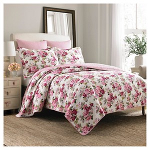 Lidia Quilt And Sham Set Full/Queen Pink Multi - Laura Ashley