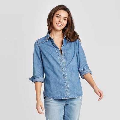 ladies long sleeve denim shirts