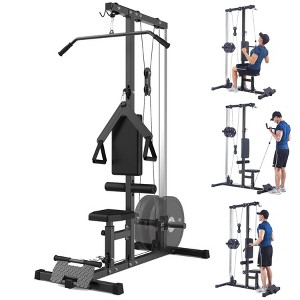LAT Power Cable Machine,LAT Pull Down Machine with High and Low Pulley Station,with Adjustable Leg Support for Home Gym Total Body Training - 1 of 4