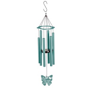 Evergreen Hand Tuned Memorial Wind Chime for Outside | in Memory of a Life| Scale of A | Deep Tone | Powder-Coated Metal | Blue | 30-Inches Tall - 1 of 1