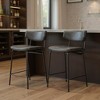 HomeRoots Set of Two 30" Black Faux Leather and Steel Low Back Bar Height Bar Chairs - 2 of 4