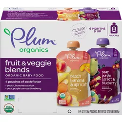 Plum Organics Stage 2 Fruit & Veggie Baby Meals - 8ct/32oz