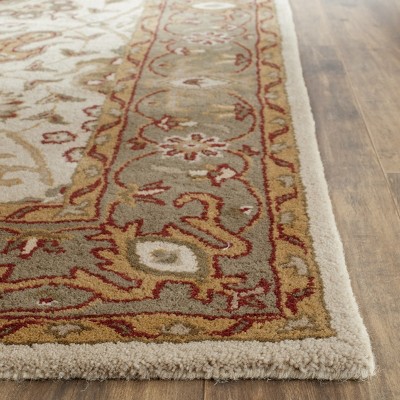 Ivory and Gray Handmade Wool Tufted Area Rug, 4' x 6'