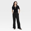 Women's Mid-Rise Straight Leg Crinkle Satin Pull-On Pants - A New Day™ - 3 of 3