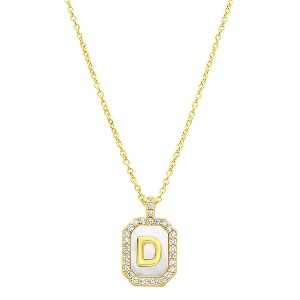 Adornia 14k Gold Plated White Mother-of-Pearl Initial Tablet Necklace - 1 of 3