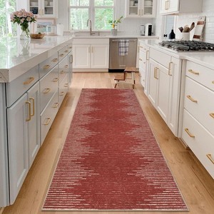 2'x6' Washable Area Rug, Modern Stripe, Low Pile Non-Slip Indoor, Minimalist Farmhouse Style, Non-Shedding Foldable Bedroom Mat, Black - 1 of 4