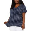 Agnes Orinda Women's Plus Size V Neck Asymmetric Short Sleeve Polka Dots Blouses - 2 of 4