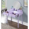 Gulches Contemporary Wood Vanity and Stool Set, Purple - 3 of 4