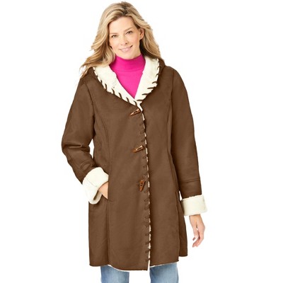 Woman Within Women's Plus Size Faux-Shearling Toggle Coat