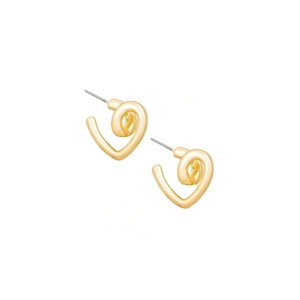 Slickblue Women's Fashion Earrings, Twisted Open Heart Studs, Everyday Style, Romantic Look, Gold Finish, 1" - 1 of 3