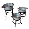 Royal Hampton 3 Piece Round Metal Galvanized Tub with Iron Stand Planter Set, 21, 18, and 16 Inch - 4 of 4