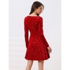 Allegra K Women's Stars Print Square Neck Vintage Velvet Mini Dress - 4 of 4
