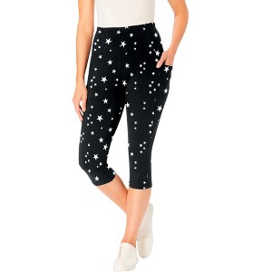 Woman Within Women's Plus Size Printed Pocket Capri - 1 of 2