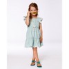 Deux par Deux Girl Chambray Dress with Embroidery Mint Green Striped - 2 of 4
