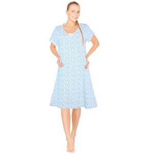 JEFFRICO Womens Nightgowns Short Sleeve Sleepwear Soft Pajama Dress Nightshirts - 1 of 4