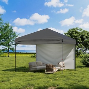 10'x10' Pop Up Canopy Tent, Waterproof Outdoor Canopy, Roller Bag, 4 x Sandbags, 4 x Stakes - 1 of 4