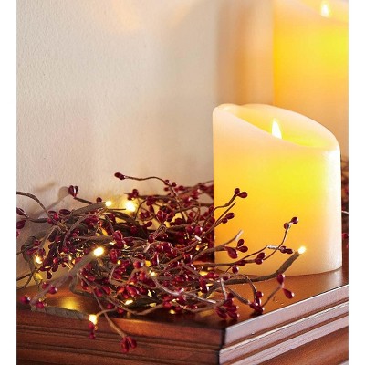 Plow & Hearth - Battery Operated Lighted Holiday Garland, Red