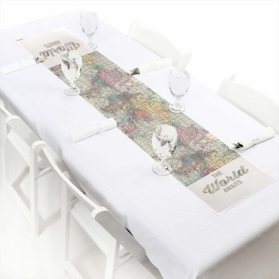 Big Dot of Happiness World Awaits - Petite Travel Themed Party Paper Table Runner - 12 x 60 inches
