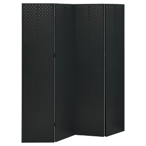 vidaXL Room Divider Freestanding Privacy Screen for Room Separation Steel - Black 63" x 70.9" 2 pcs - 1 of 4