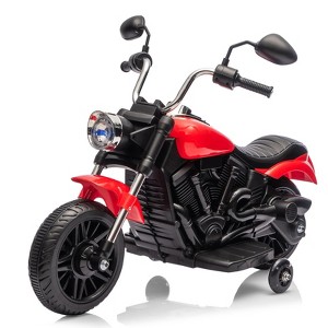 12V Kids Ride on Motorcycle, 3-Wheel Kids Electric Motorcycle w/Training Wheels, One-Button Start, Reverse, Headlight, Horn & Music, for 3+ - 1 of 4