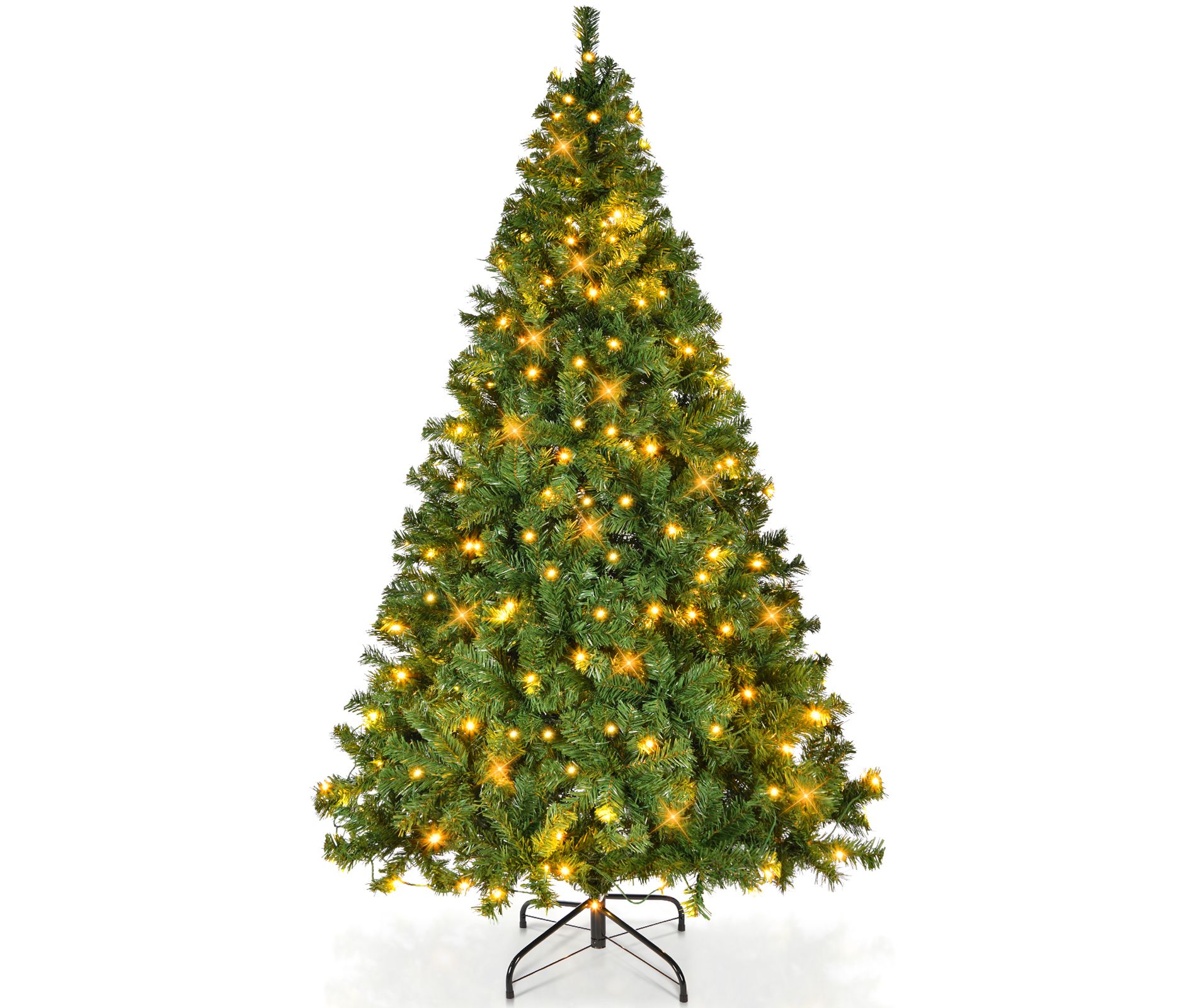 6FT Pre-Lit Artificial Christmas Tree with 1060 Tips & Warm White LED Lights, Hinged Branches