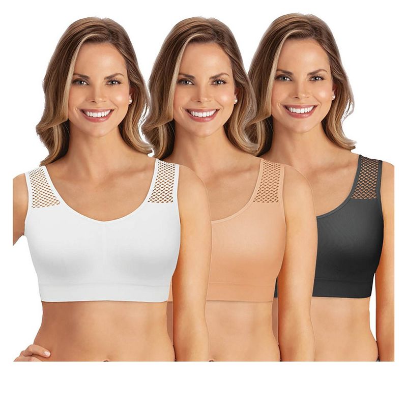 Collections Etc 3-Pack Cooling Mesh Seamless Stretch Comfort Bras, 4 of 5