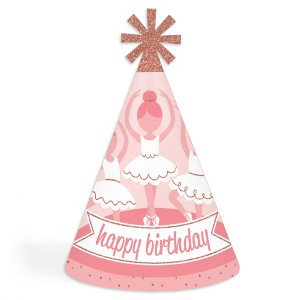 Big Dot of Happiness Tutu Cute Ballerina - Cone Happy Birthday Party Hats for Kids and Adults - Set of 8 (Standard Size) - 1 of 4