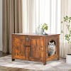 BestMassage Cat Litter Box Enclosure Wooden Pet Cat House End Table with Removable Divider, Brown - 2 of 4
