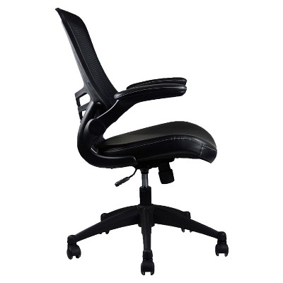 Ergonomic Black Mesh and Leather Task Chair with Adjustable Arms