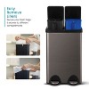 Home Zone Living 16 Gallon Dual Trash and Recycling Can with Removable Liners and Soft Close Lids, Stainless Steel, Black - 4 of 4