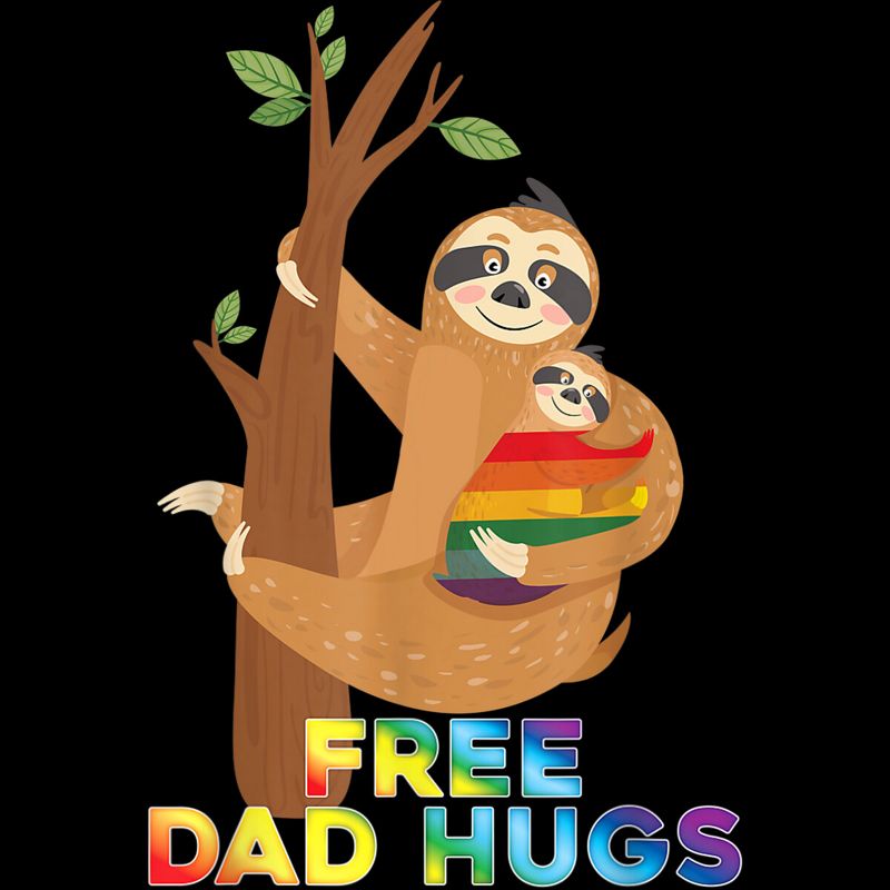 Adult Design By Humans Free Dad Hugs Rainbow Sloth Pride By KangThien T-Shirt, 2 of 3