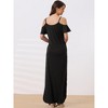 cheibear Women's Summer Cold Shoulder with Pockets Casual Maxi Maternity Lounge Dress - 4 of 4