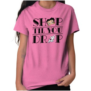 Betty Boop Shop till You Drop Funny Womens Graphic T Shirt Tees Brisco Brands - 1 of 4