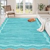 Solid Scalloped Modern Runner Rug, Non-Slip Low Pile Hallway Rug, Machine Washable for Kitchen, Entryway, Bathroom, Laundry Room - 3 of 4