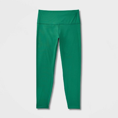 Women's Everyday Soft High-Rise Ribbed 7/8 Leggings - All In Motion™ Dark Green