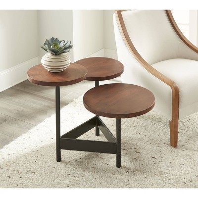 Agra Side Table Cherry/Metal - Steve Silver Co.