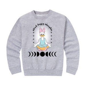 Girls' - Disney - Daisy Think Happy Thoughts Graphic Long Sleeve Fleece Sweatshirt - 1 of 4
