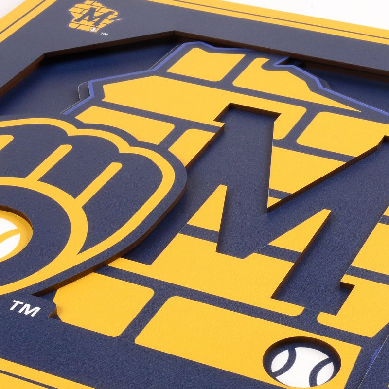 MLB Milwaukee Brewers 3D Logo Series Wall Art - 12&#34;x12&#34;, 4 of 5