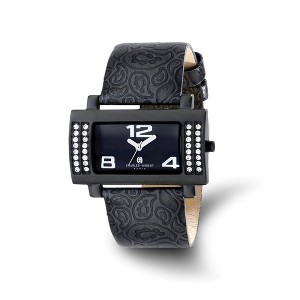 Black Bow Jewelry Charles Hubert Ladies Stainless Black Dial & Leather 40x23mm Watch - 1 of 3