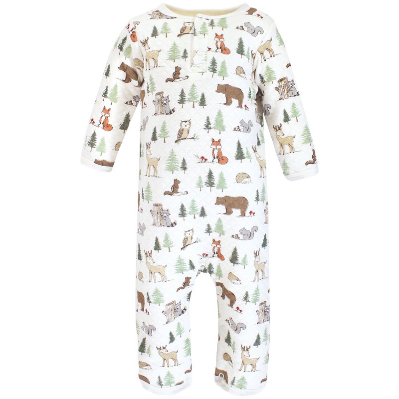 Hudson Baby Infant Boy Premium Quilted Coveralls, Forest Animals, 4 of 6