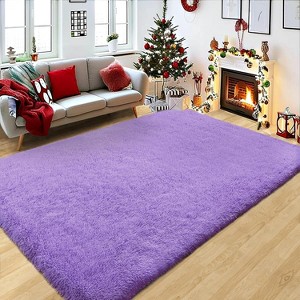 Bright Yellow Shag Rug, Ultra Soft 1.7" Thick, Non-Slip Backing, for Bedroom or Living Room - 1 of 4