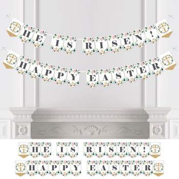 Big Dot of Happiness Religious Easter - Christian Holiday Party Bunting Banner - Party Decorations - He Is Risen Happy Easter