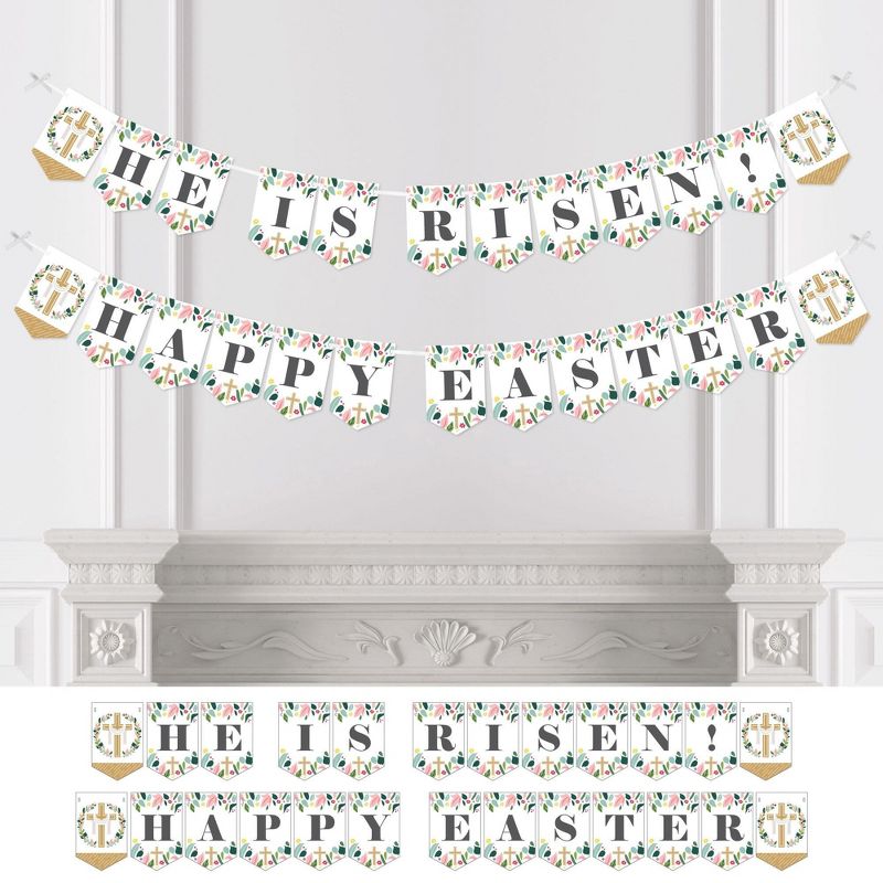 Big Dot of Happiness Religious Easter - Christian Holiday Party Bunting Banner - Party Decorations - He Is Risen Happy Easter, 1 of 5