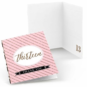 Big Dot of Happiness Chic 13th Birthday - Pink, Black and Gold - Birthday Party Thank You Cards (8 count) - 1 of 4